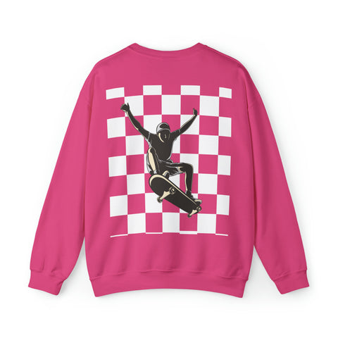 Checkerboard Skater Crewneck Sweatshirt - Unisex & Comfort Blend