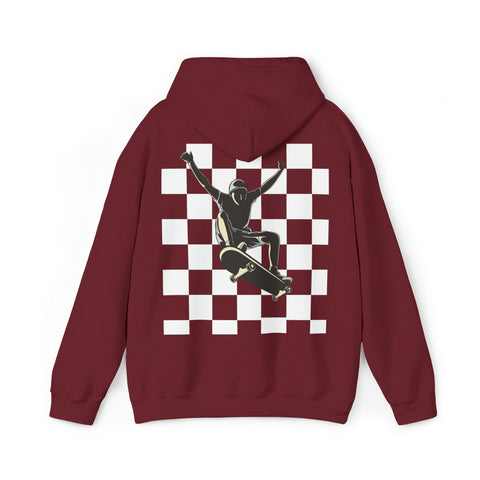 Checkerboard Skater Hoodie - Unisex Comfort & Style