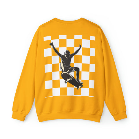 Checkerboard Skater Crewneck Sweatshirt - Unisex & Comfort Blend