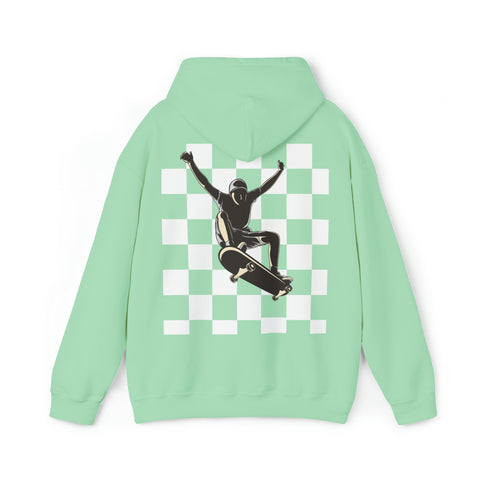 Checkerboard Skater Hoodie - Unisex Comfort & Style