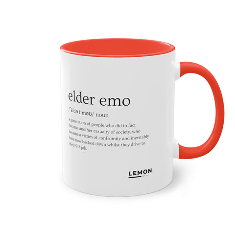 Elder Emo Mug Two-Tone Coffee Mug, 11oz