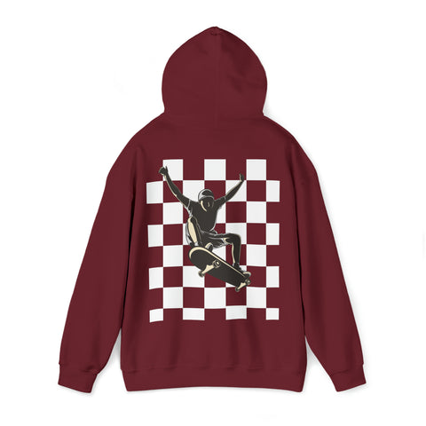 Checkerboard Skater Hoodie - Unisex Comfort & Style