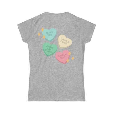 Women's Iconic Band Love Hearts Tee - Punk Rock Emo Tribute