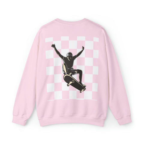 Checkerboard Skater Crewneck Sweatshirt - Unisex & Comfort Blend