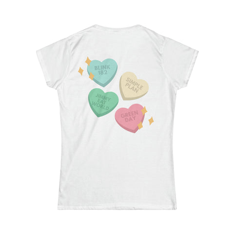 Women's Iconic Band Love Hearts Tee - Punk Rock Emo Tribute