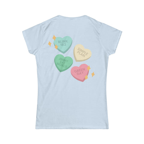 Women's Iconic Band Love Hearts Tee - Punk Rock Emo Tribute