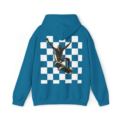 Checkerboard Skater Hoodie - Unisex Comfort & Style