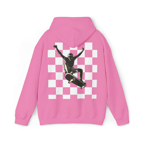 Checkerboard Skater Hoodie - Unisex Comfort & Style